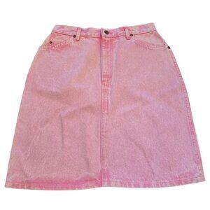 Vintage 80's  LEE JR RIDER Pink Acid Wash Stone Wash Denim Mini Skirt sz 13
